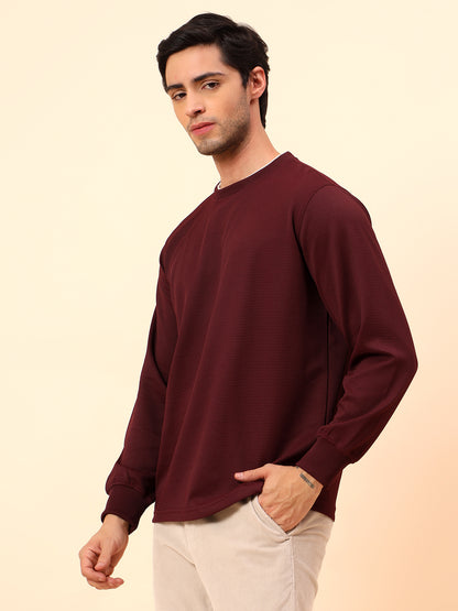 T-Shirt for Men l Breathable & Soft with Color Fastness Regular Fit Poly Cotton Fabric Self Design Pattern