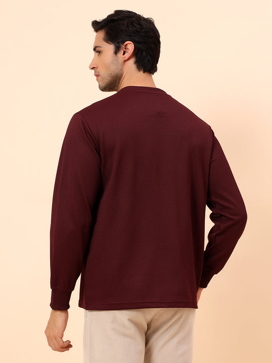 T-Shirt for Men l Breathable & Soft with Color Fastness Regular Fit Poly Cotton Fabric Self Design Pattern