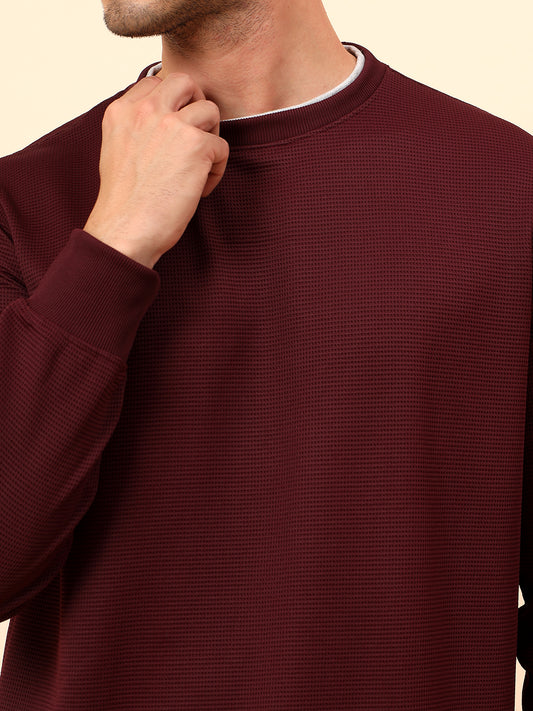 T-Shirt for Men l Breathable & Soft with Color Fastness Regular Fit Poly Cotton Fabric Self Design Pattern