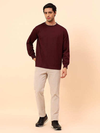 T-Shirt for Men l Breathable & Soft with Color Fastness Regular Fit Poly Cotton Fabric Self Design Pattern