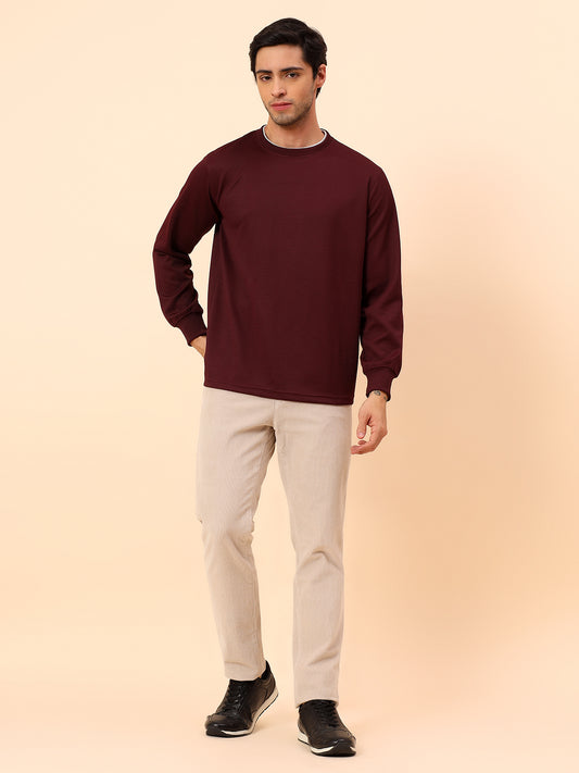 T-Shirt for Men l Breathable & Soft with Color Fastness Regular Fit Poly Cotton Fabric Self Design Pattern