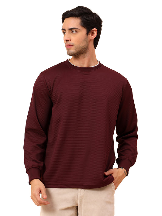 T-Shirt for Men l Breathable & Soft with Color Fastness Regular Fit Poly Cotton Fabric Self Design Pattern