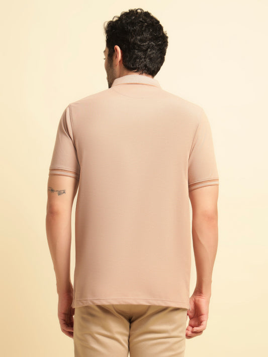 T-Shirt for Men | Breathable & Soft with Color Fastness Regular Fit Polo Neck Poly Cotton Fabric Solid Pattern