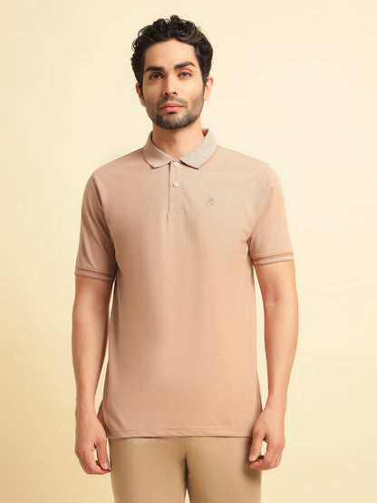 T-Shirt for Men | Breathable & Soft with Color Fastness Regular Fit Polo Neck Poly Cotton Fabric Solid Pattern