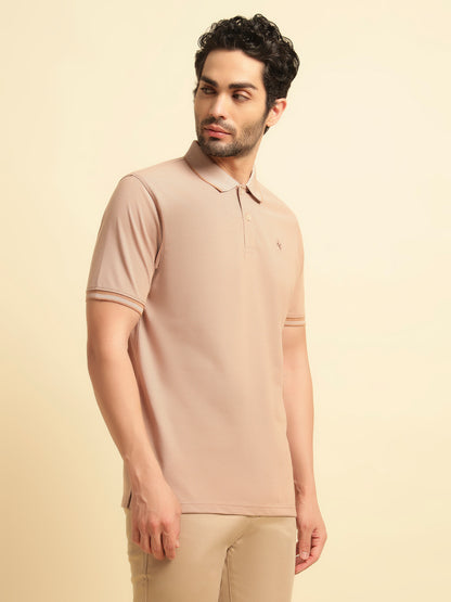 T-Shirt for Men | Breathable & Soft with Color Fastness Regular Fit Polo Neck Poly Cotton Fabric Solid Pattern