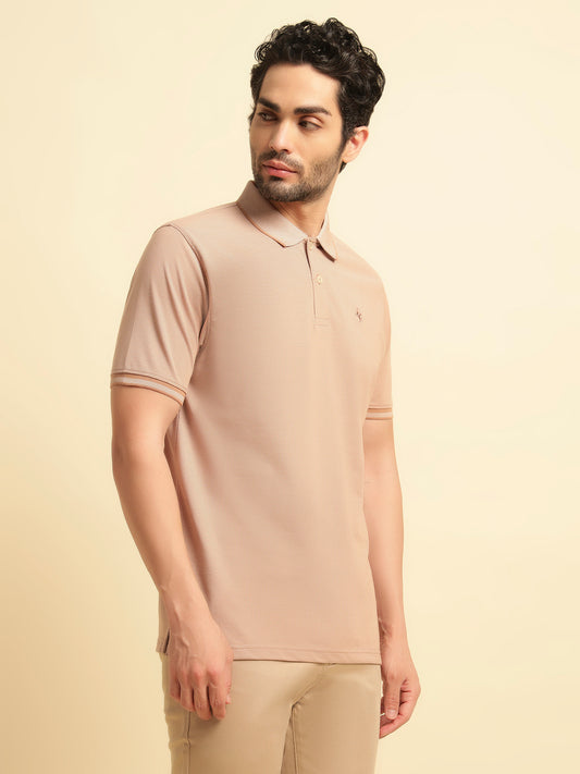 T-Shirt for Men | Breathable & Soft with Color Fastness Regular Fit Polo Neck Poly Cotton Fabric Solid Pattern