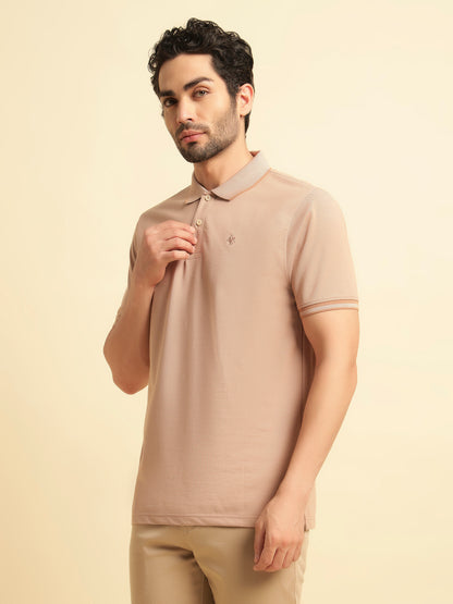 T-Shirt for Men | Breathable & Soft with Color Fastness Regular Fit Polo Neck Poly Cotton Fabric Solid Pattern