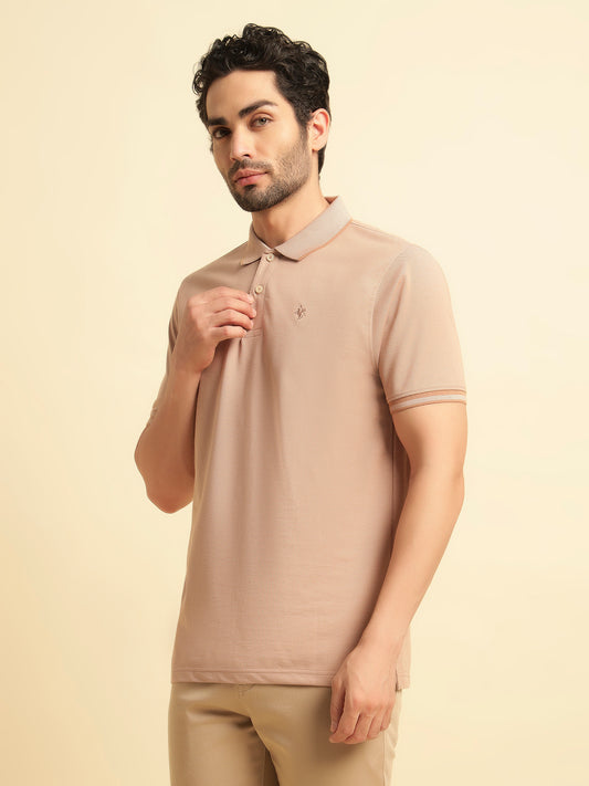T-Shirt for Men | Breathable & Soft with Color Fastness Regular Fit Polo Neck Poly Cotton Fabric Solid Pattern