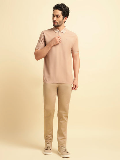 T-Shirt for Men | Breathable & Soft with Color Fastness Regular Fit Polo Neck Poly Cotton Fabric Solid Pattern