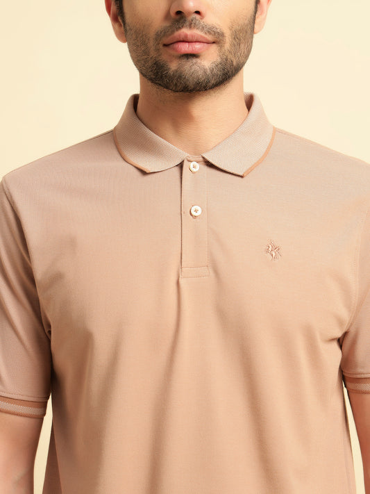 T-Shirt for Men | Breathable & Soft with Color Fastness Regular Fit Polo Neck Poly Cotton Fabric Solid Pattern