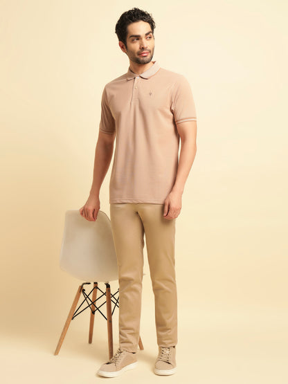 T-Shirt for Men | Breathable & Soft with Color Fastness Regular Fit Polo Neck Poly Cotton Fabric Solid Pattern