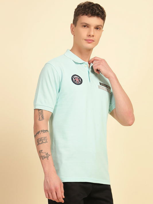 T-Shirt for Men | Breathable & Soft with Color Fastness Regular Fit Polo Neck Poly Cotton Fabric Printed Pattern