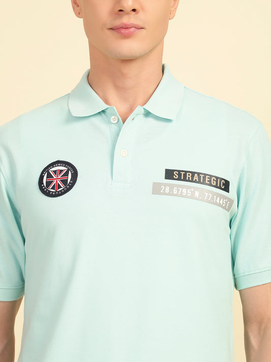 T-Shirt for Men | Breathable & Soft with Color Fastness Regular Fit Polo Neck Poly Cotton Fabric Printed Pattern