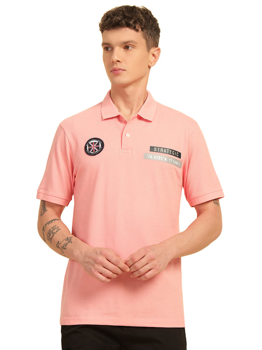 T-Shirt for Men | Breathable & Soft with Color Fastness Regular Fit Polo Neck Poly Cotton Fabric Printed Pattern