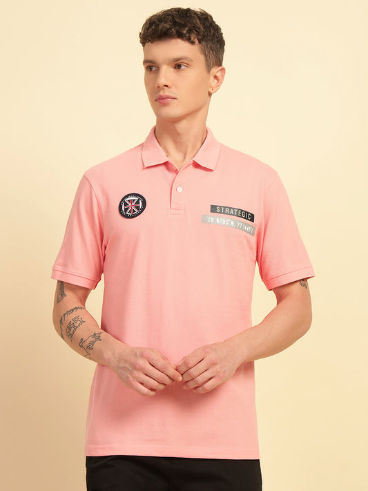 T-Shirt for Men | Breathable & Soft with Color Fastness Regular Fit Polo Neck Poly Cotton Fabric Printed Pattern