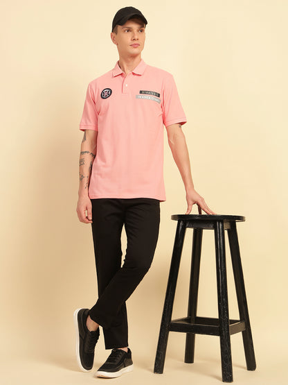 T-Shirt for Men | Breathable & Soft with Color Fastness Regular Fit Polo Neck Poly Cotton Fabric Printed Pattern