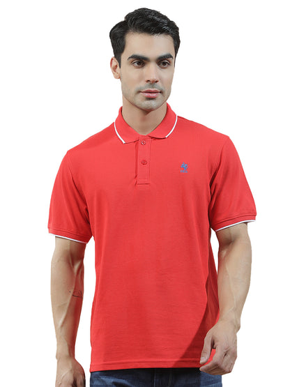 T-Shirt for Men | Breathable & Soft with Color Fastness Regular Fit Polo Neck Poly Cotton Fabric Solid Pattern