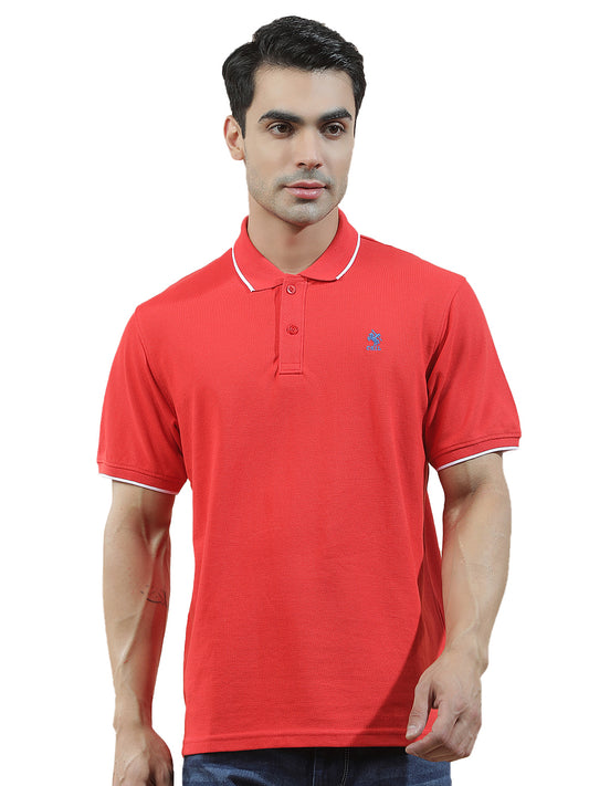 T-Shirt for Men | Breathable & Soft with Color Fastness Regular Fit Polo Neck Poly Cotton Fabric Solid Pattern