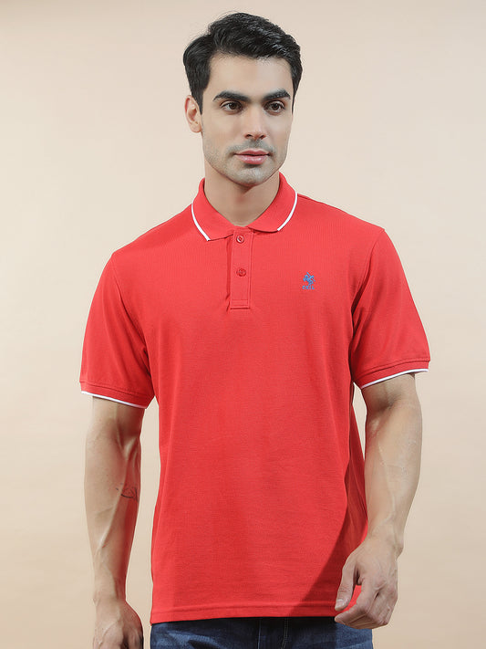 T-Shirt for Men | Breathable & Soft with Color Fastness Regular Fit Polo Neck Poly Cotton Fabric Solid Pattern