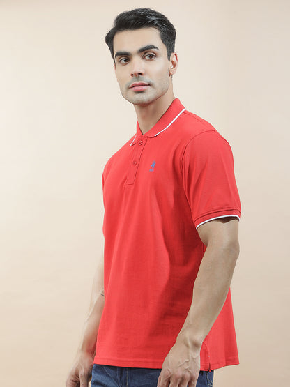T-Shirt for Men | Breathable & Soft with Color Fastness Regular Fit Polo Neck Poly Cotton Fabric Solid Pattern
