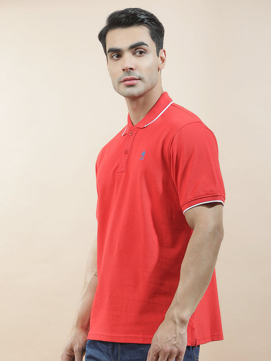 T-Shirt for Men | Breathable & Soft with Color Fastness Regular Fit Polo Neck Poly Cotton Fabric Solid Pattern