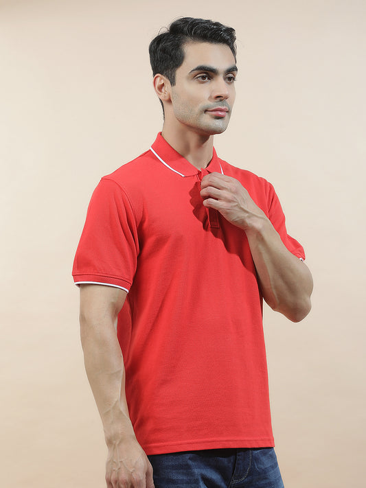 T-Shirt for Men | Breathable & Soft with Color Fastness Regular Fit Polo Neck Poly Cotton Fabric Solid Pattern