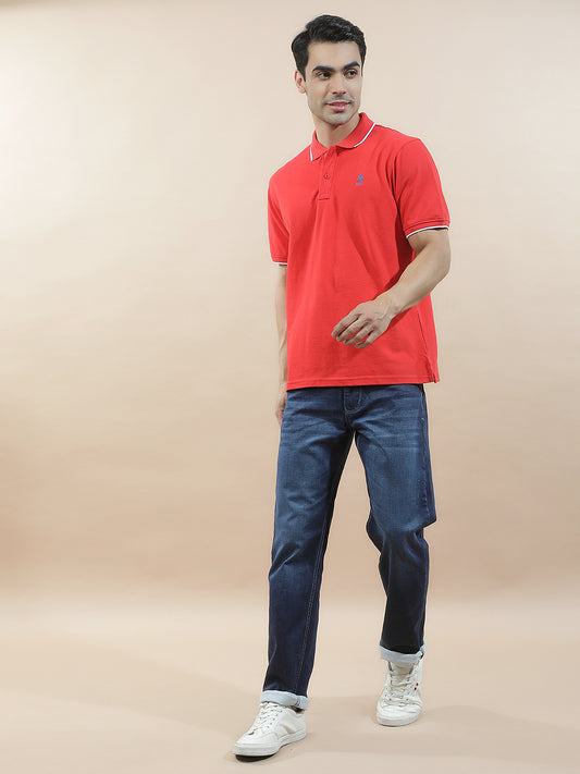 T-Shirt for Men | Breathable & Soft with Color Fastness Regular Fit Polo Neck Poly Cotton Fabric Solid Pattern