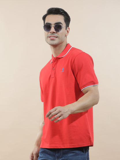 T-Shirt for Men | Breathable & Soft with Color Fastness Regular Fit Polo Neck Poly Cotton Fabric Solid Pattern
