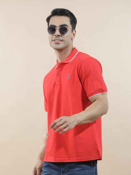 T-Shirt for Men | Breathable & Soft with Color Fastness Regular Fit Polo Neck Poly Cotton Fabric Solid Pattern