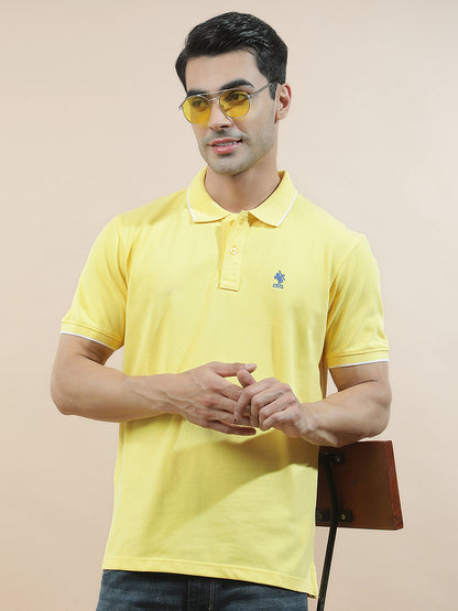 T-Shirt for Men | Breathable & Soft with Color Fastness Regular Fit Polo Neck Poly Cotton Fabric Solid Pattern