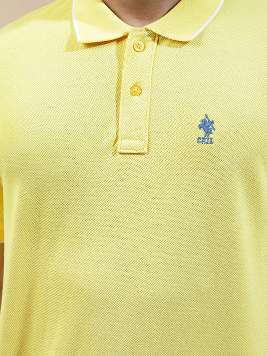 T-Shirt for Men | Breathable & Soft with Color Fastness Regular Fit Polo Neck Poly Cotton Fabric Solid Pattern