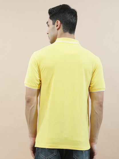 T-Shirt for Men | Breathable & Soft with Color Fastness Regular Fit Polo Neck Poly Cotton Fabric Solid Pattern