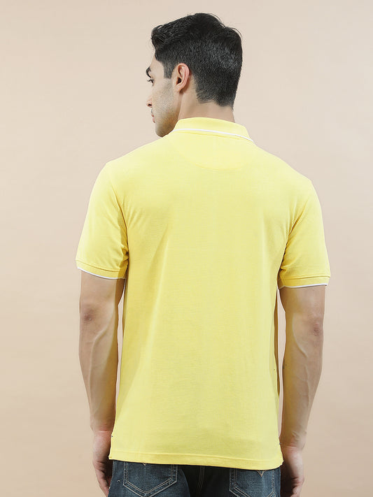 T-Shirt for Men | Breathable & Soft with Color Fastness Regular Fit Polo Neck Poly Cotton Fabric Solid Pattern