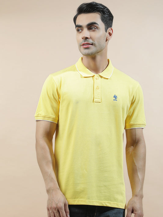 T-Shirt for Men | Breathable & Soft with Color Fastness Regular Fit Polo Neck Poly Cotton Fabric Solid Pattern