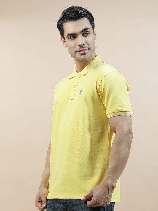 T-Shirt for Men | Breathable & Soft with Color Fastness Regular Fit Polo Neck Poly Cotton Fabric Solid Pattern
