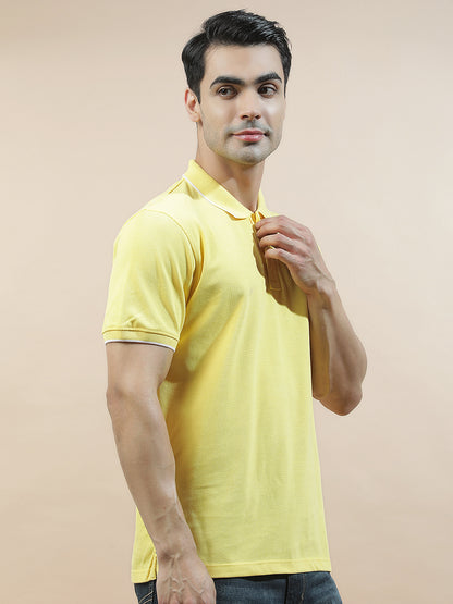 T-Shirt for Men | Breathable & Soft with Color Fastness Regular Fit Polo Neck Poly Cotton Fabric Solid Pattern