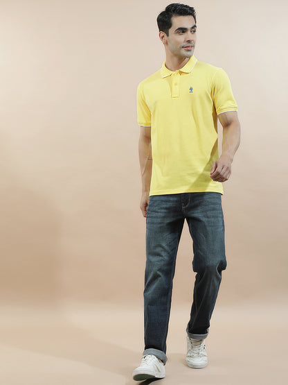 T-Shirt for Men | Breathable & Soft with Color Fastness Regular Fit Polo Neck Poly Cotton Fabric Solid Pattern