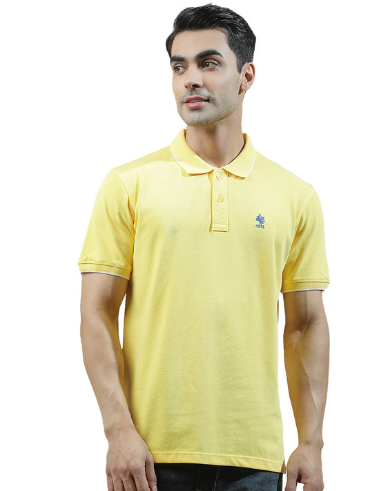 T-Shirt for Men | Breathable & Soft with Color Fastness Regular Fit Polo Neck Poly Cotton Fabric Solid Pattern