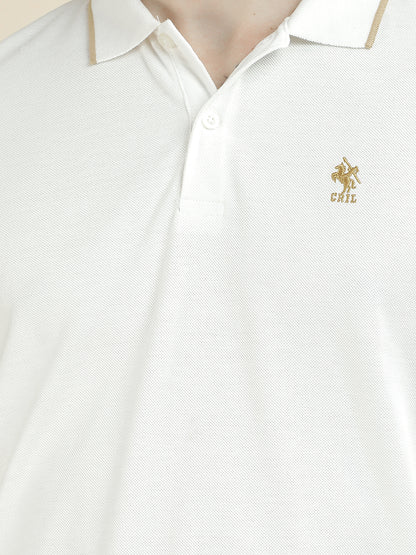 T-Shirt for Men | Breathable & Soft with Color Fastness Regular Fit Polo Neck Poly Cotton Fabric Colorblocked Pattern