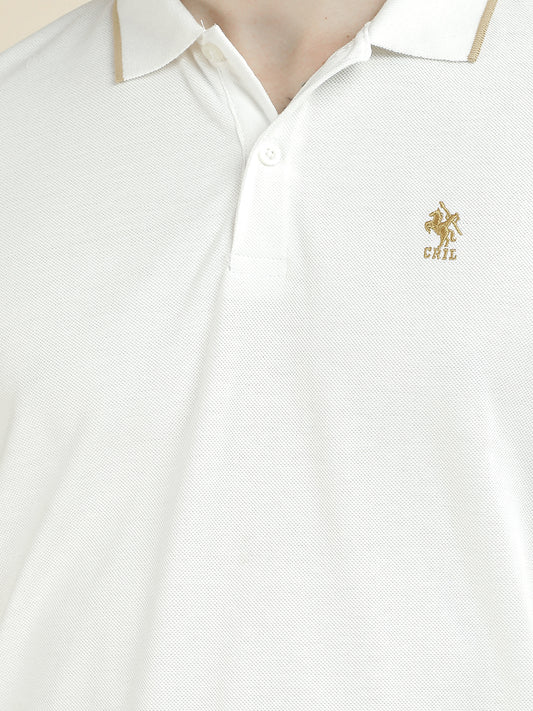 T-Shirt for Men | Breathable & Soft with Color Fastness Regular Fit Polo Neck Poly Cotton Fabric Colorblocked Pattern
