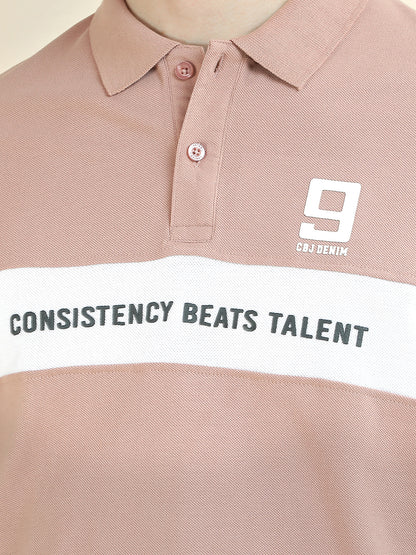 T-Shirt for Men | Breathable & Soft with Color Fastness Regular Fit Polo Neck Poly Cotton Fabric Colorblocked Pattern