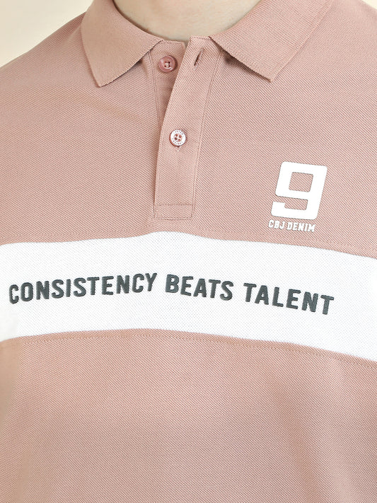 T-Shirt for Men | Breathable & Soft with Color Fastness Regular Fit Polo Neck Poly Cotton Fabric Colorblocked Pattern