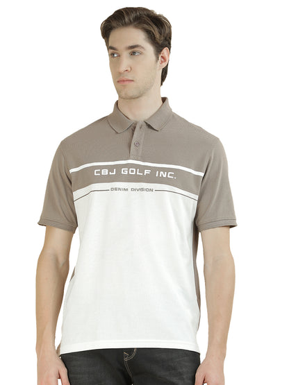 T-Shirt for Men | Breathable & Soft with Color Fastness Regular Fit Polo Neck Poly Cotton Fabric Colorblocked Pattern