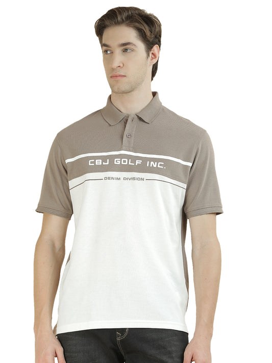 T-Shirt for Men | Breathable & Soft with Color Fastness Regular Fit Polo Neck Poly Cotton Fabric Colorblocked Pattern