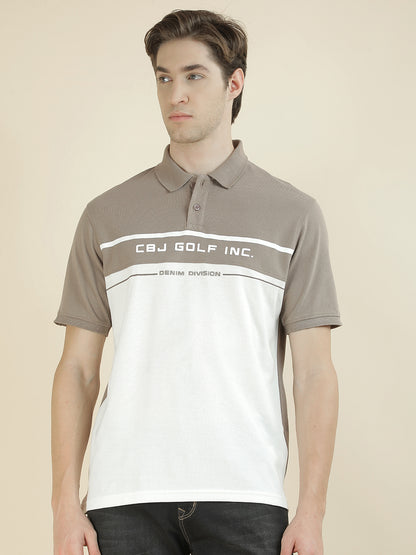 T-Shirt for Men | Breathable & Soft with Color Fastness Regular Fit Polo Neck Poly Cotton Fabric Colorblocked Pattern