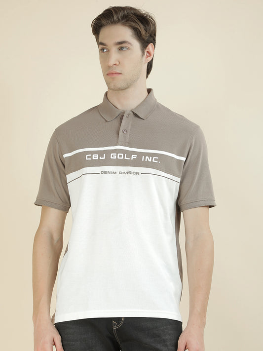 T-Shirt for Men | Breathable & Soft with Color Fastness Regular Fit Polo Neck Poly Cotton Fabric Colorblocked Pattern