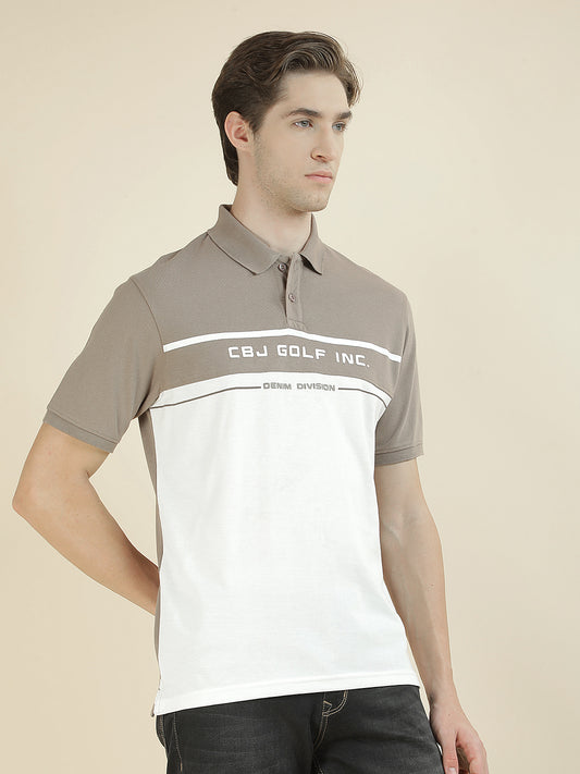 T-Shirt for Men | Breathable & Soft with Color Fastness Regular Fit Polo Neck Poly Cotton Fabric Colorblocked Pattern