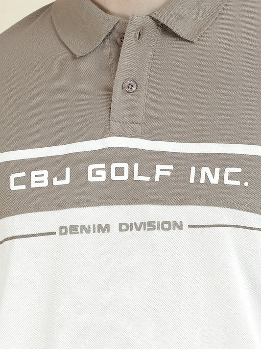 T-Shirt for Men | Breathable & Soft with Color Fastness Regular Fit Polo Neck Poly Cotton Fabric Colorblocked Pattern