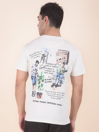 T-Shirt for Men | Breathable & Soft with Color Fastness Regular Fit Round Neck Poly Cotton Fabric Printed Pattern