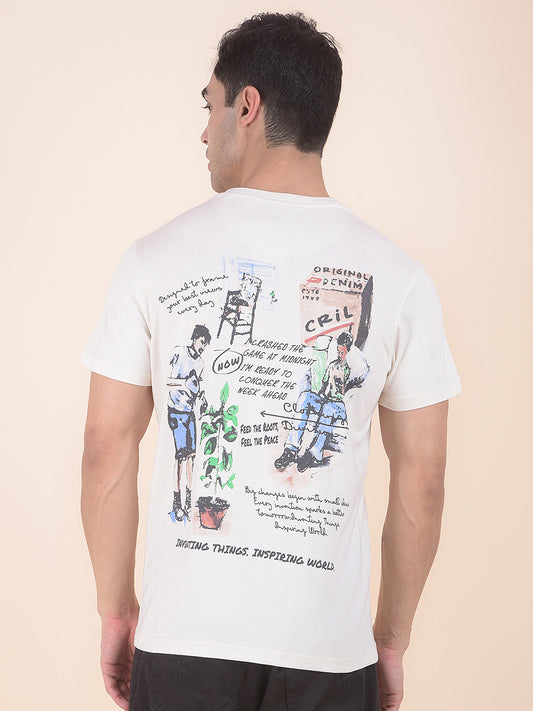 T-Shirt for Men | Breathable & Soft with Color Fastness Regular Fit Round Neck Poly Cotton Fabric Printed Pattern